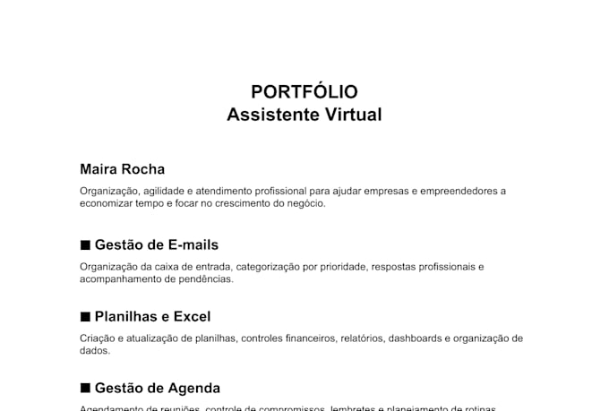 ser sua assistente virtual para tarefas administrativas